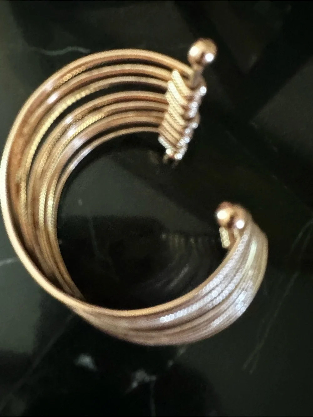 Multi-Band Gold-Tone Open Cuff Bracelet for Women